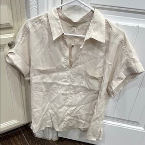 Max Studio Cream Blouse Lightweight Short Sleeve